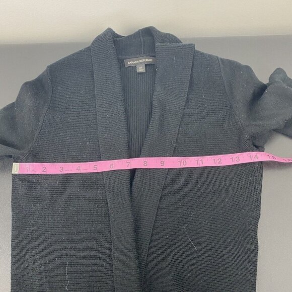 Banana Republic Women's Cropped Cardigan Size XS Black Open Front Ribbed - Picture 5 of 7